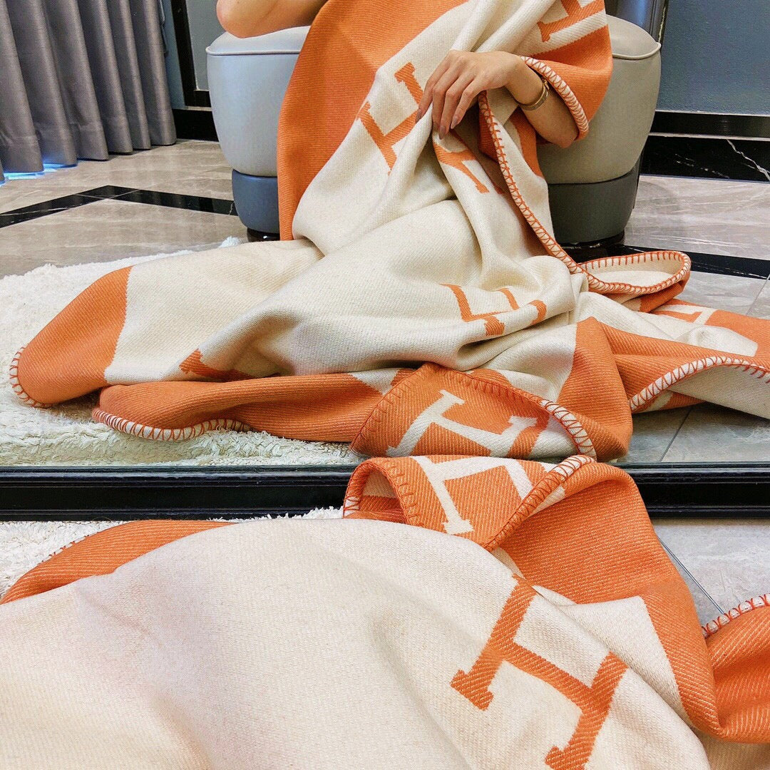 Hermes throw blanket orange hot sale