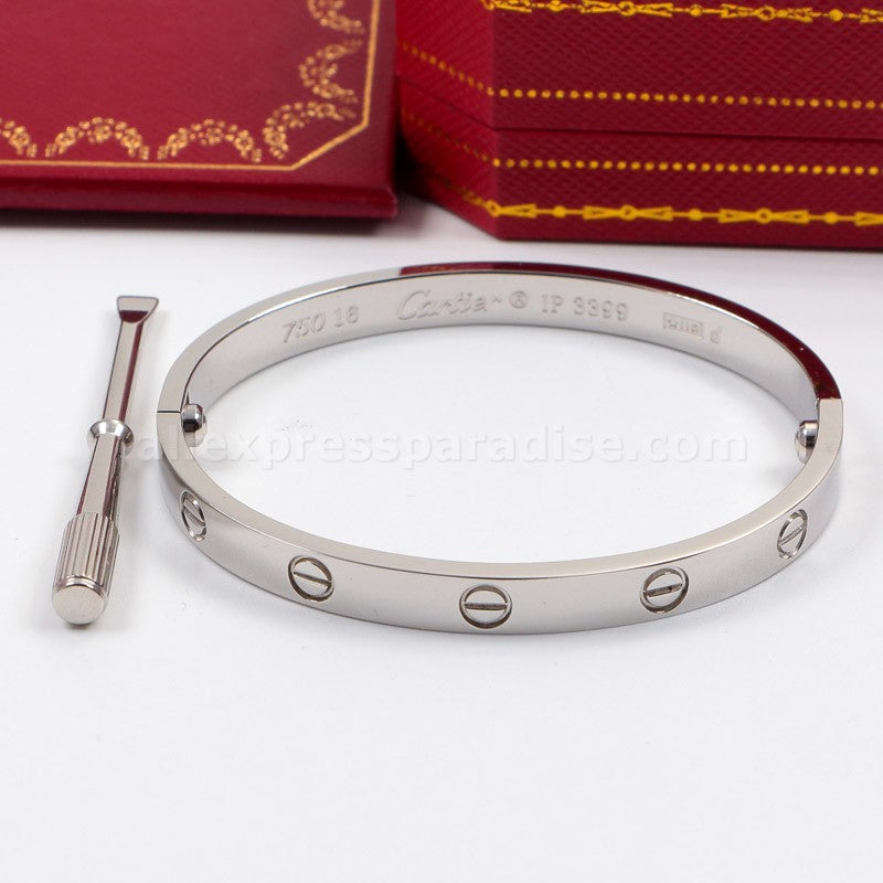 Cartier Love Bracelet in 18K White Gold For Sale at 1stDibs | cartier  bracelet, 75017 cartier ip 6688 price, cartier bracelet with clasp